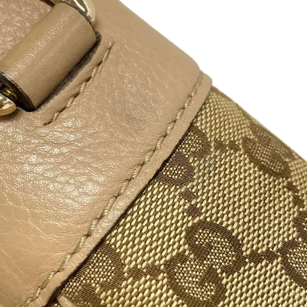 Gucci GG Shoulder Bag 296851 Beige Dark Brown Jacquard Leather